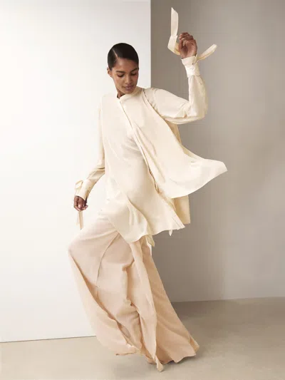 Reiss Cream | Royal Ballet Tie-cuff Blouse In White