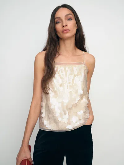 Reiss Cream Sequin Cami Top In White