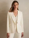 Reiss Cream Single-breasted Peak-lapel Tailored Blazer In Neutral