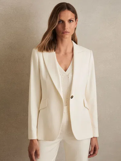 Reiss Cream Single-breasted Peak-lapel Tailored Blazer In Neutral