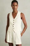 Reiss Cream Single-breasted Tailored Waistcoat