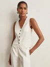 Reiss Cream Single Breasted Tailored Waistcoat In White