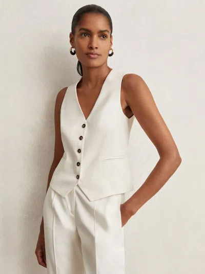 REISS REISS CREAM MILLIE SINGLE BREASTED TAILORED WAISTCOAT