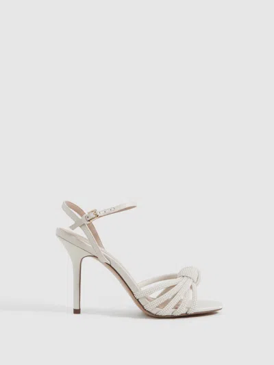 Reiss Cream Strappy Pearl Heeled Sandals