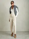 Reiss Cream Tapered Elasticated-waist Trousers In White
