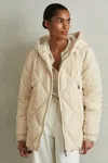 Reiss Cream Thea Quilted Puffer Coat In Cream