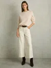 Reiss Cream Twill Culotte Trousers In Neutral