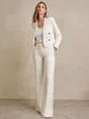 Reiss Cream Wide Leg Tailored Trousers In White