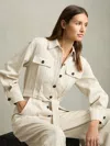 Reiss Cream Wide Leg Utility Jumpsuit