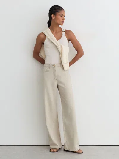 Reiss Cream Wide-leg Jeans With Hemp In White