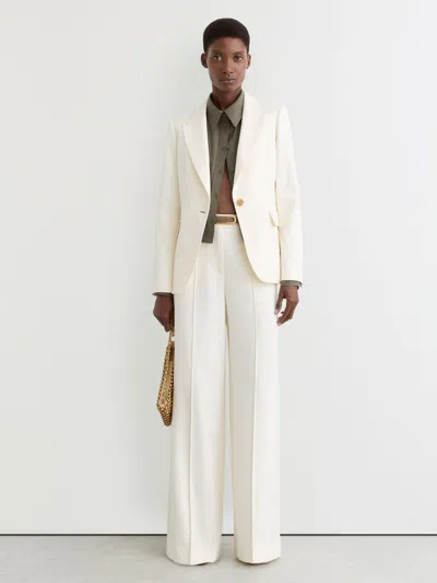 Reiss Cream Wide-leg Seam-detail Trousers In White