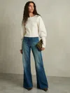 Reiss Cream Wool-blend Balloon-sleeve Cropped Jumper In White