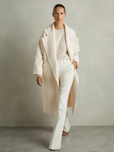 Reiss Cream Wool-blend Blindseam Coat In White