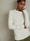 Reiss Cream Wool Blend Crew Neck Jumper With Cashmere In White