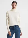 Reiss Cream Wool Blend Roll Neck Jumper In White