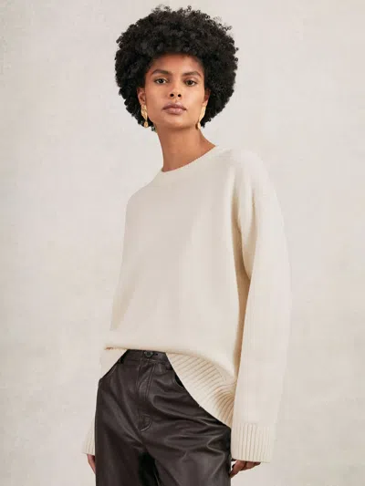Reiss Cream Wool-cashmere Crew-neck Jumper In White
