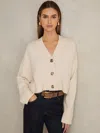 Reiss Cream Wool-cashmere Cropped Cardigan In Neutral