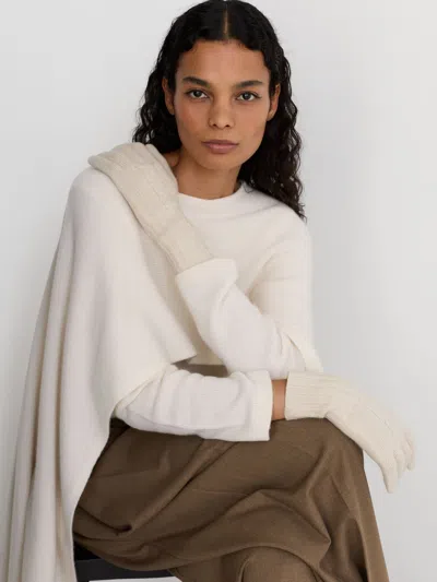 Reiss Cream Wool-blend Cable-knit Gloves With Cashmere