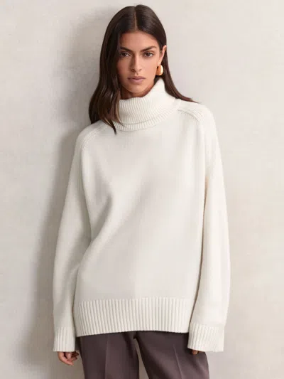 Reiss Cream Wool-cashmere Roll-neck Jumper In White