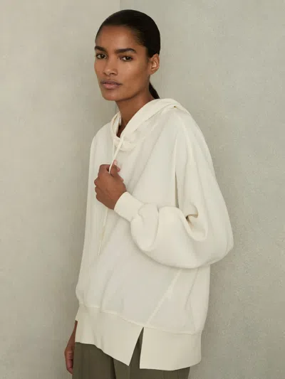 Reiss Cream Woven Hooded Top In White