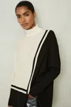 Reiss Womens Cream/black Sophia Colour-block Roll-neck Knitted Jumper Xs