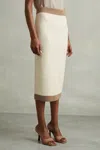 Reiss Cream/camel Nia Wool Midi Pencil Skirt In Cream/camel