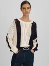Reiss Terry Colorblock Open Stitch Jumper In Multi