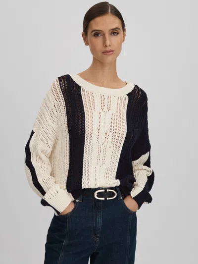 Reiss Terry Colorblock Open Stitch Jumper In Multi
