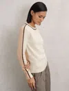 Reiss Cream/neutral Wool-blend Colour-block Jumper With Cashmere
