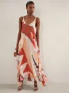 Reiss Womens Cream Red Sasha Graphic-print Woven Maxi Dress In Multi