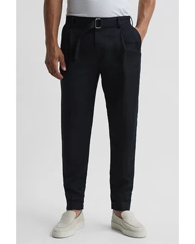 Reiss Crease Linen-blend Trouser In Black
