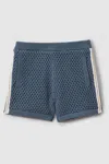 Reiss Creek - Airforce Blue Crochet Contrast Trim Elasticated Shorts, Uk 13-14 Yrs
