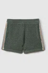Reiss Creek - Dark Sage Green Creek Teen Crochet Contrast Trim Elasticated Shorts