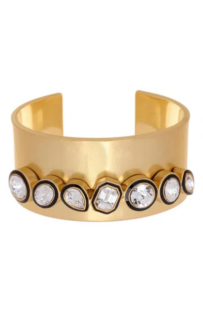 Reiss Cressida Crystal & Enamel Cuff Bracelet In Gold