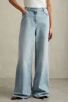 Reiss Light Blue Petite Wide Leg Flared Jeans