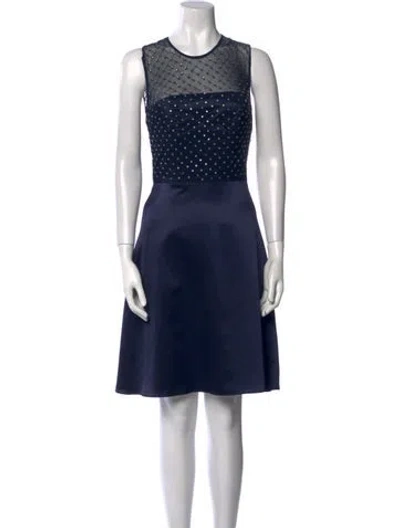 Pre-owned Reiss Crew Neck Knee-length Dress In Blue