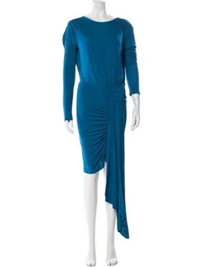 Pre-owned Reiss Crew Neck Knee-length Dress In Blue