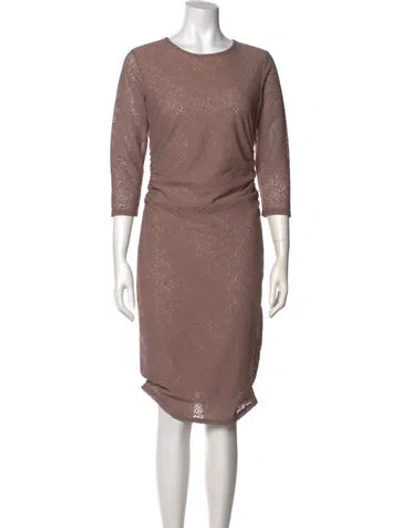 Pre-owned Reiss Crew Neck Knee-length Dress In Brown