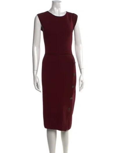 Pre-owned Reiss Crew Neck Knee-length Dress In Burgundy