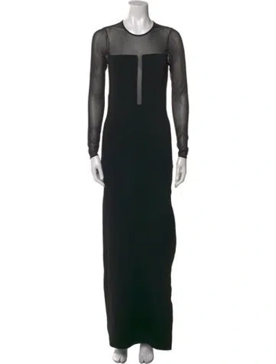 Pre-owned Reiss Crew Neck Long Dress In Black