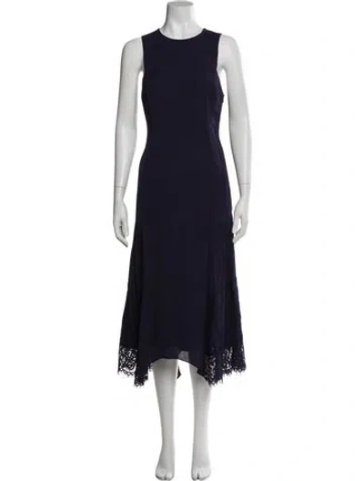 Pre-owned Reiss Crew Neck Long Dress In Blue
