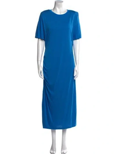 Pre-owned Reiss Crew Neck Long Dress In Blue