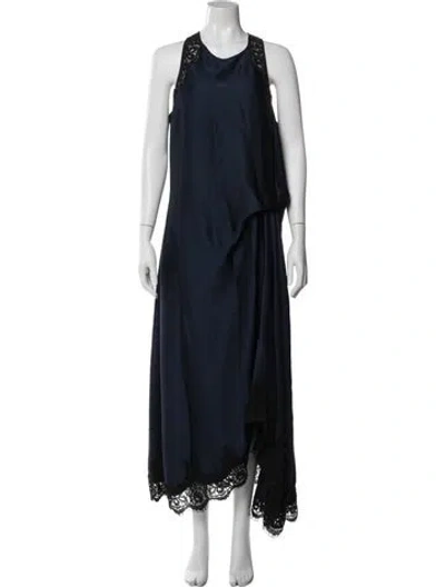 Pre-owned Reiss Crew Neck Long Dress In Blue