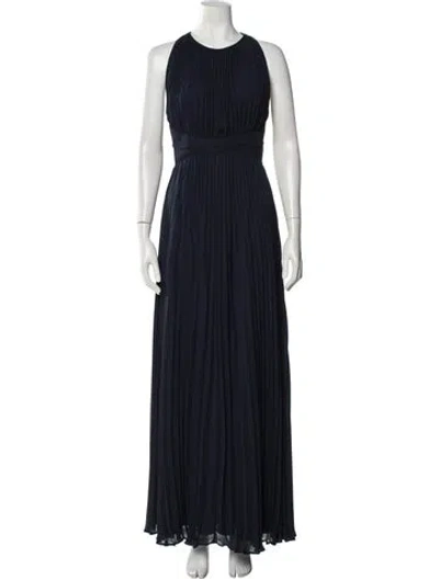 Pre-owned Reiss Crew Neck Long Dress In Blue