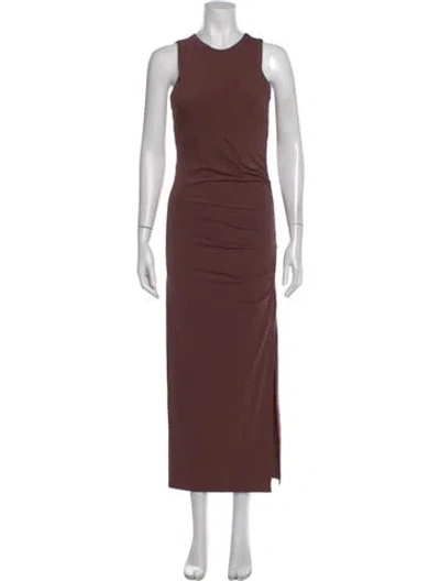 Pre-owned Reiss Crew Neck Long Dress In Brown