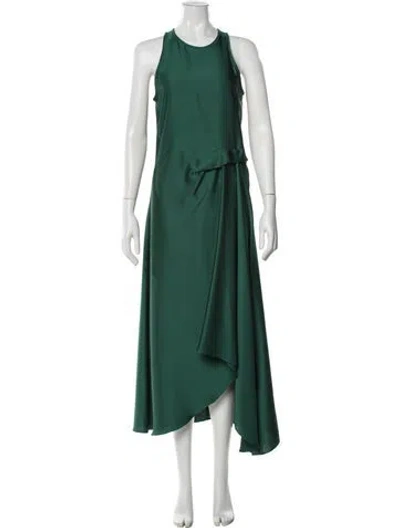 Pre-owned Reiss Crew Neck Long Dress In Green