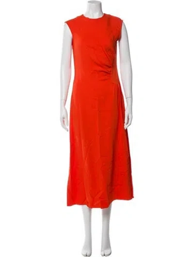 Pre-owned Reiss Crew Neck Long Dress In Orange