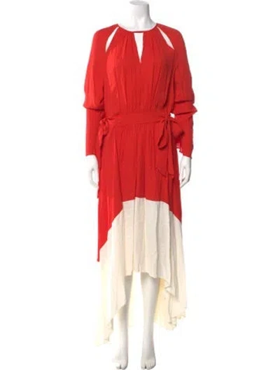 Pre-owned Reiss Crew Neck Long Dress In Orange