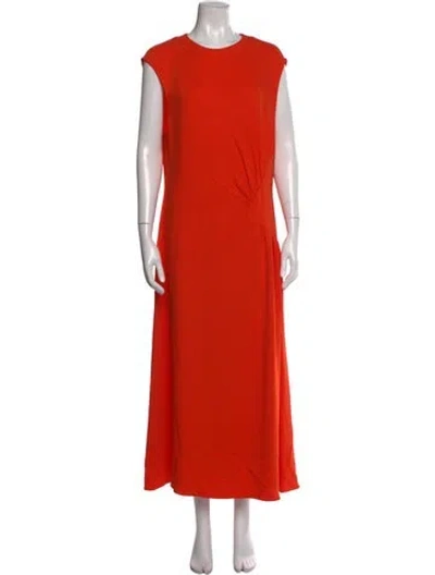 Pre-owned Reiss Crew Neck Long Dress In Orange