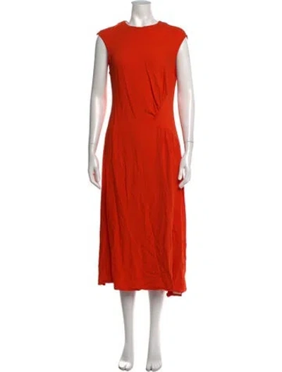 Pre-owned Reiss Crew Neck Long Dress In Orange